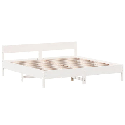 sengeramme uden madras 200x200 cm massivt fyrretræ hvid