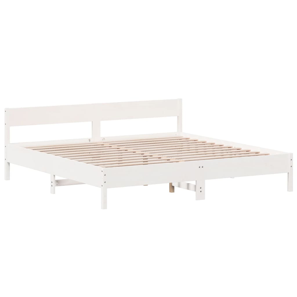 sengeramme uden madras 200x200 cm massivt fyrretræ hvid
