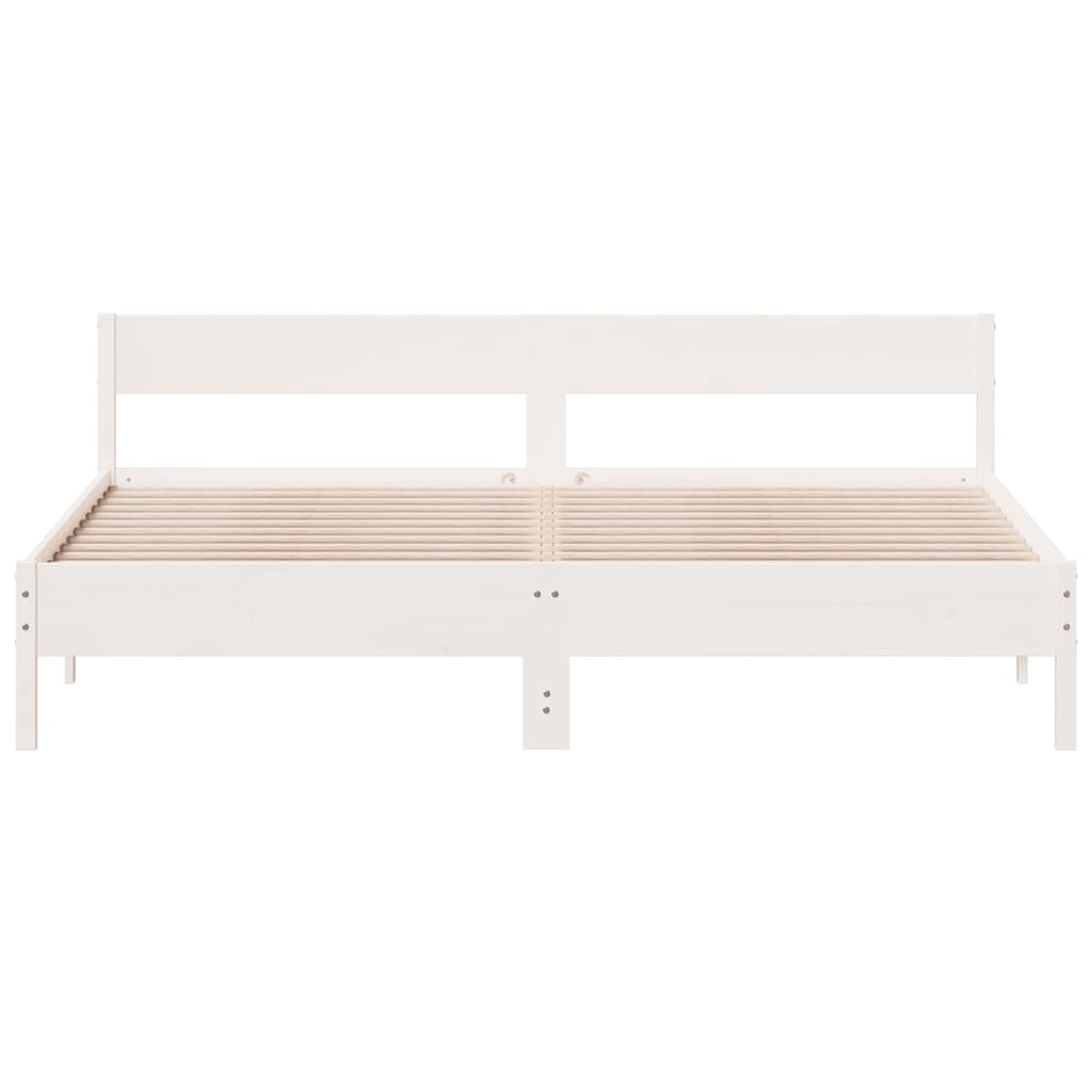 sengeramme uden madras 200x200 cm massivt fyrretræ hvid