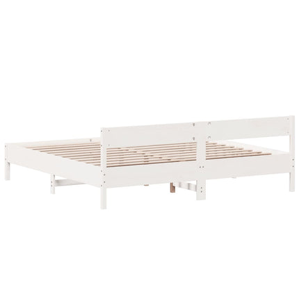 sengeramme uden madras 200x200 cm massivt fyrretræ hvid