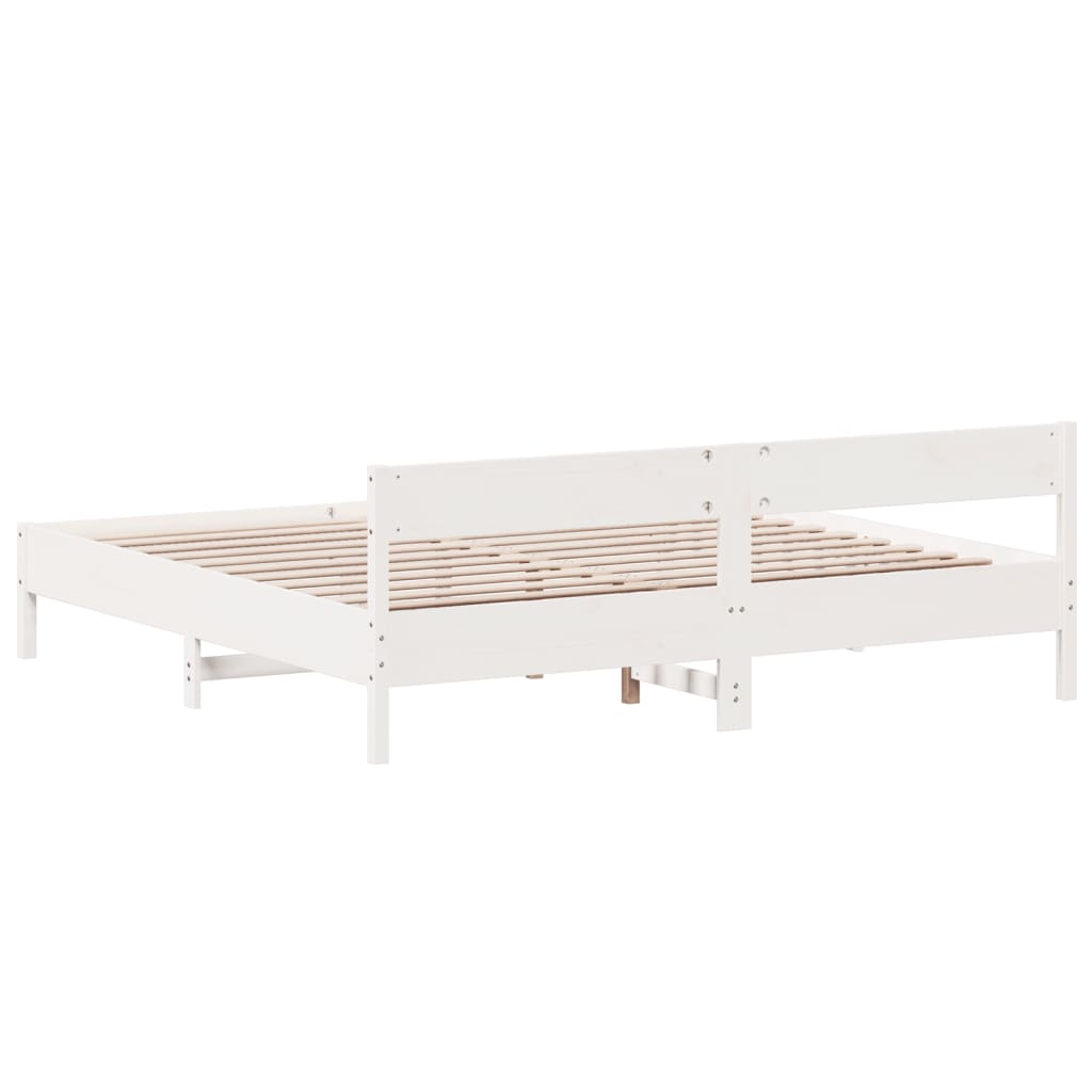 sengeramme uden madras 200x200 cm massivt fyrretræ hvid