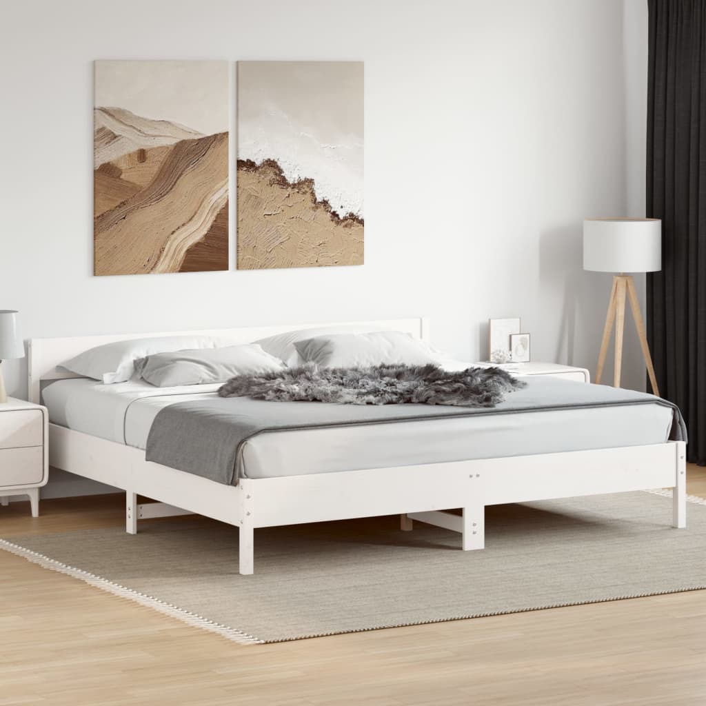 sengeramme uden madras 180x200 cm massivt fyrretræ hvid