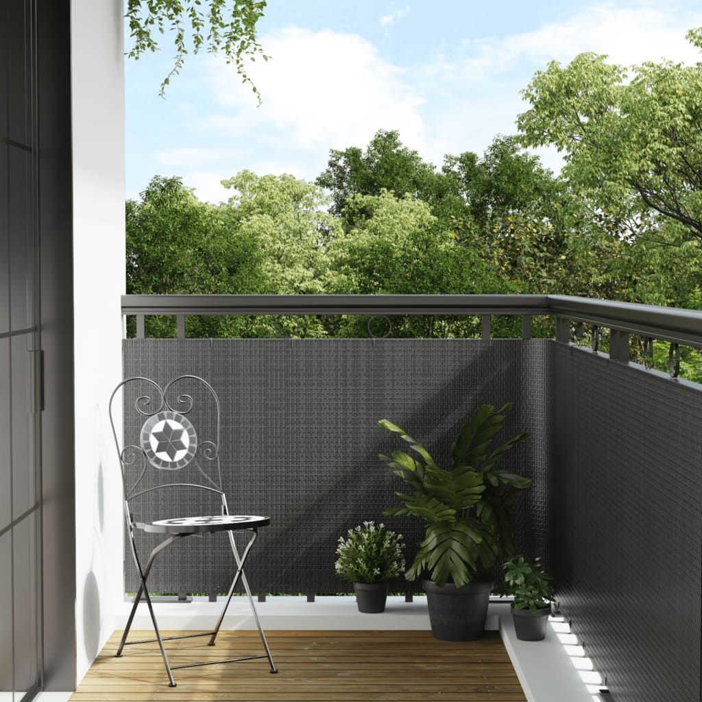 Altanafskærmning 300 × 90 cm i polyrattan - antracitgrå