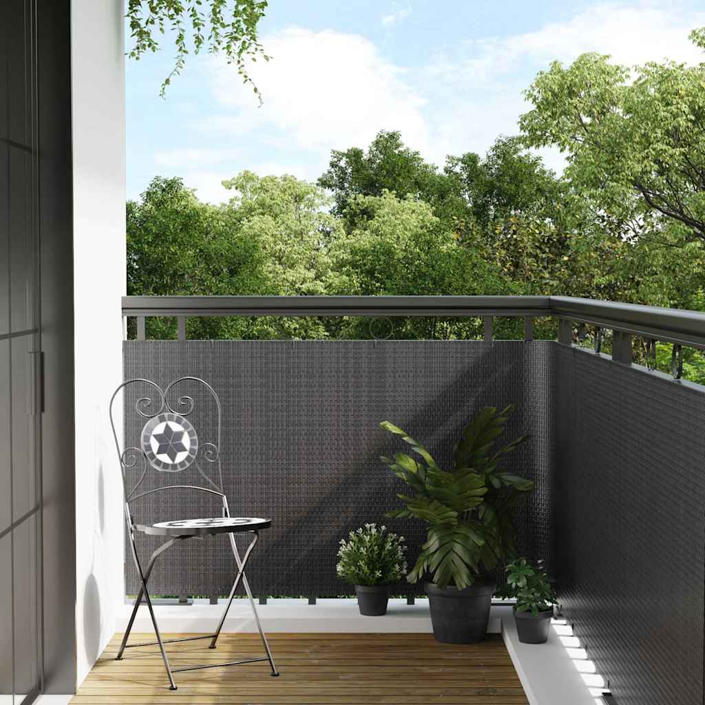Altanafskærmning 600 × 100 cm i polyrattan - antracitgrå