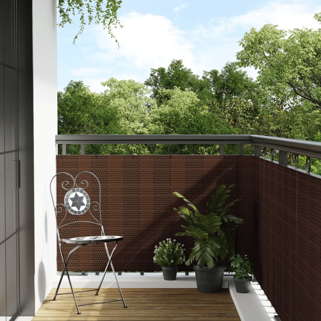 altanafskrmning 600x100 cm polyrattan brun og sort