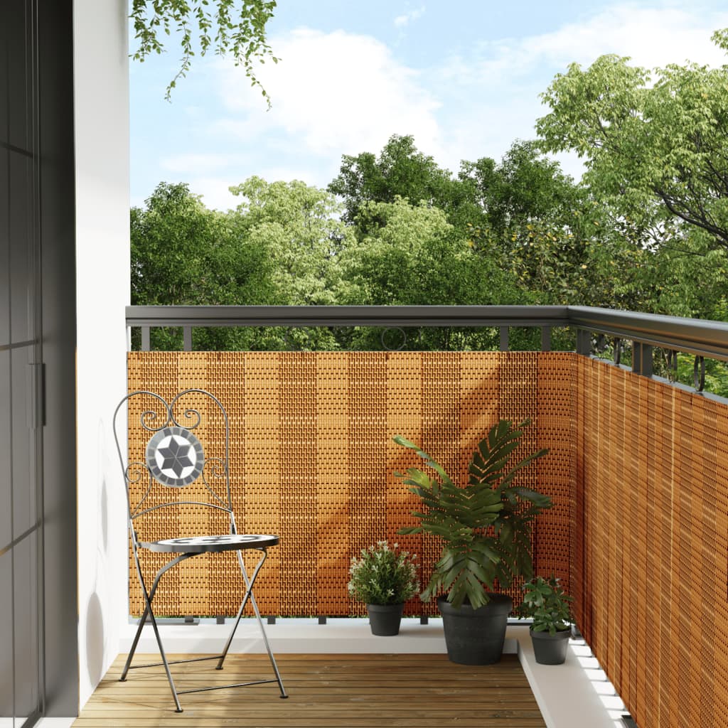 Altanafskærmning 600 × 90 cm i polyrattan - lysebrun