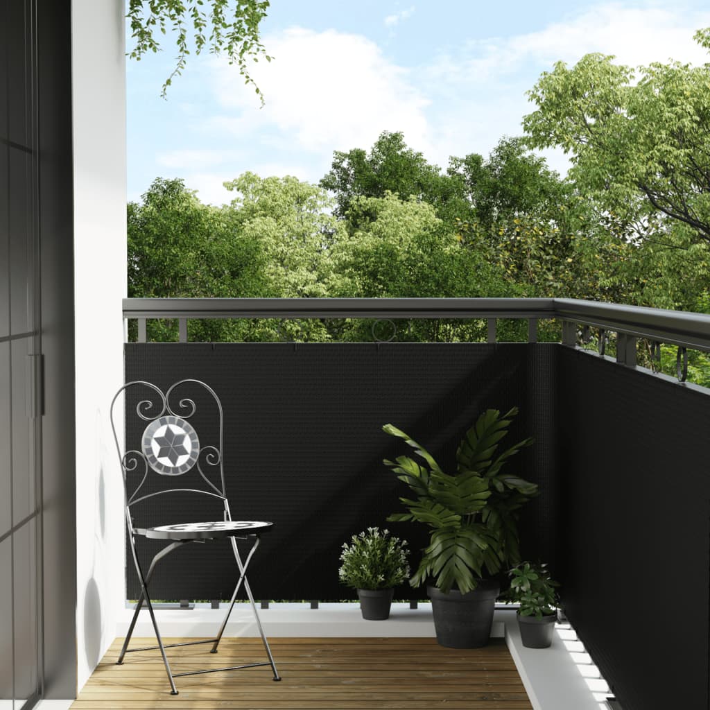 Altanafskærmning i polyrattan 600 × 90 cm - sort