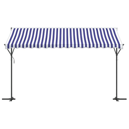 fritstående markise 400x300 cm stof og stål blå og hvid
