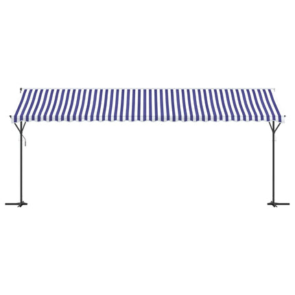 fritstående markise 600x300 cm stof og stål blå og hvid