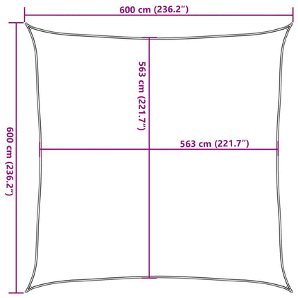 solsejl 6x6 m 100 % polyesterstof lysegrå