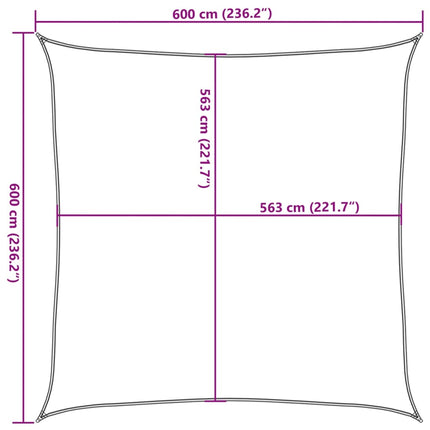 solsejl 6x6 m 100 % polyesterstof sandfarvet
