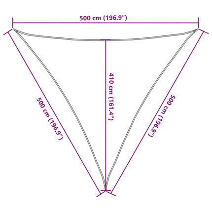 solsejl 5x5x5 m 100 % polyesterstof lysegrå