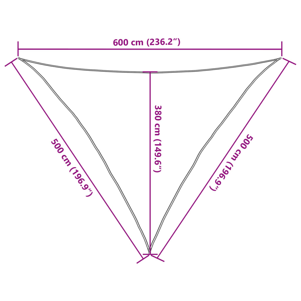 solsejl 5x5x6 m 100 % polyesterstof sandfarvet