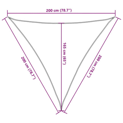 solsejl 2x2x2 m 100 % polyesterstof hvid
