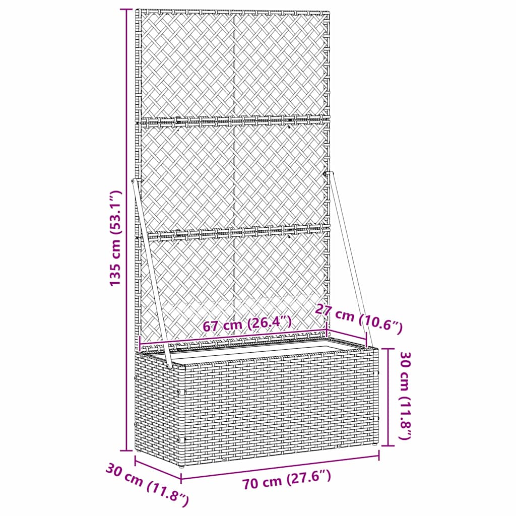 Plantekasse Sort 70 x 30 x 135 cm Metal