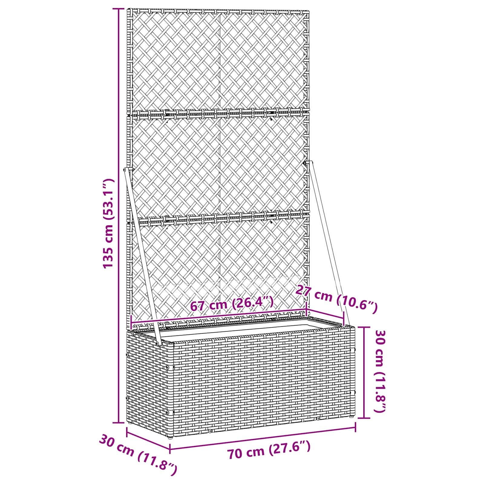 Have Blomsterkrukke Sort 70 x 30 x 135 cm Metal