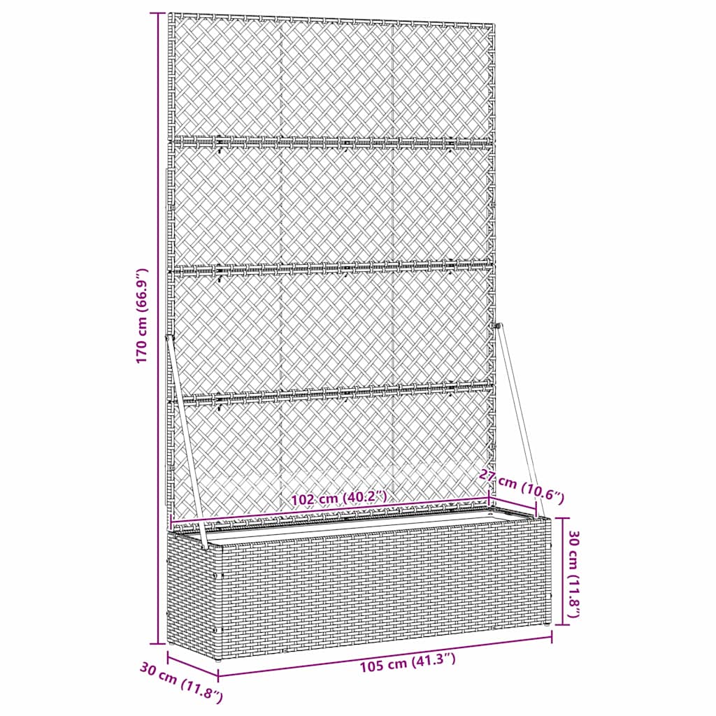 Plantekasse Sort 105 x 30 x 170 cm Metal