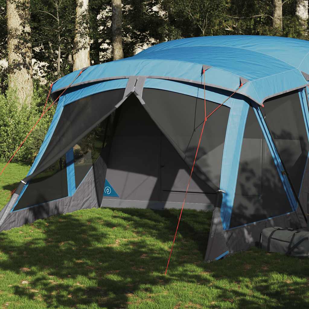 4-personers campingtelt med fortelt - vandafvisende, blå