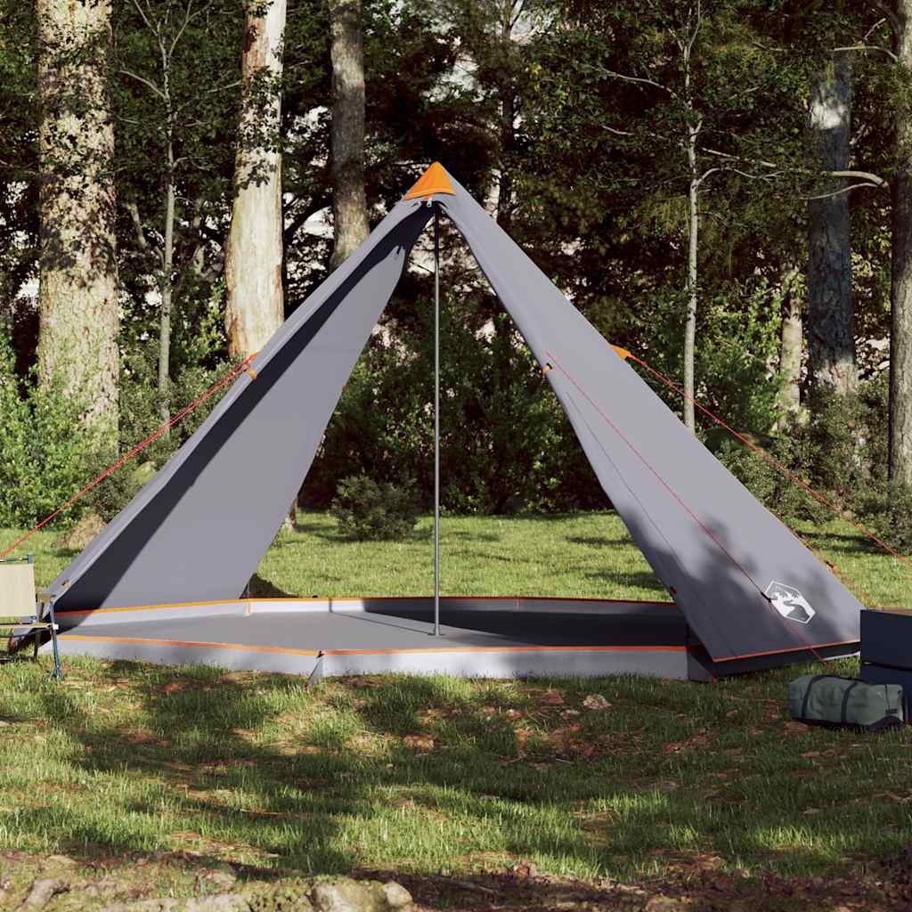 8-personers familietelt - vandafvisende tipi i grå og orange