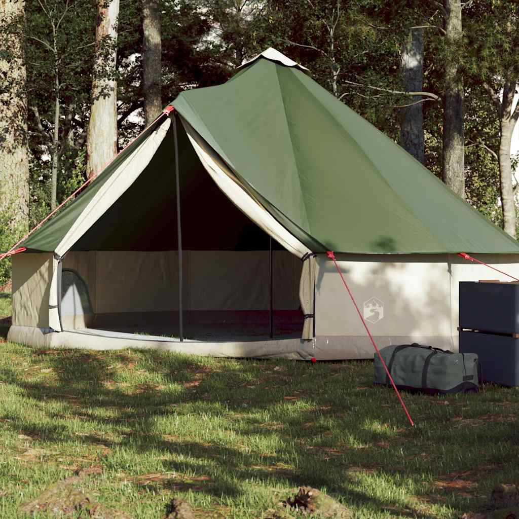 6-personers campingtelt - vandafvisende tipi i grøn