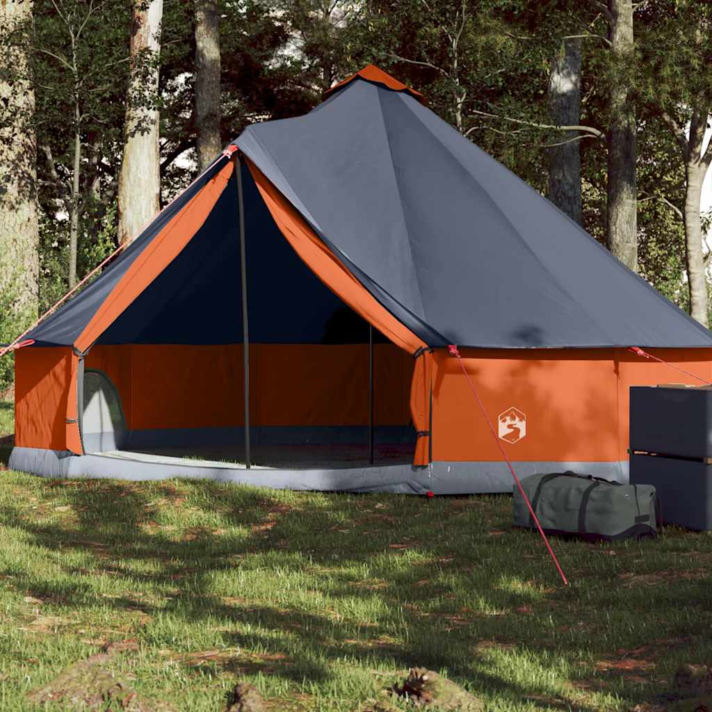 6-personers familietelt - vandafvisende tipi, grå/orange