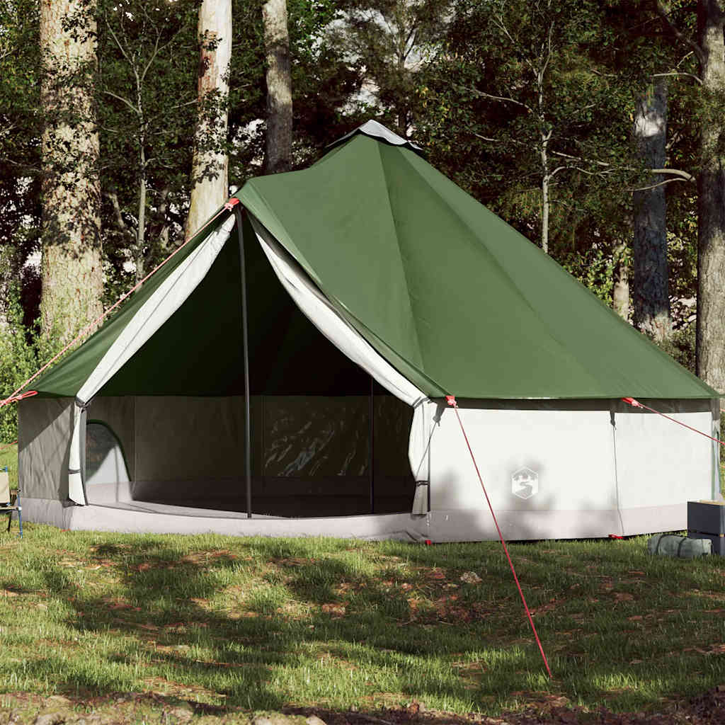 12-personers campingtelt - vandafvisende tipi i grøn