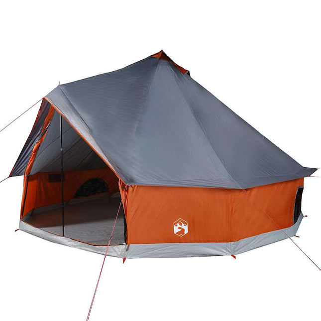 12-personers familietelt vandtæt grå og orange