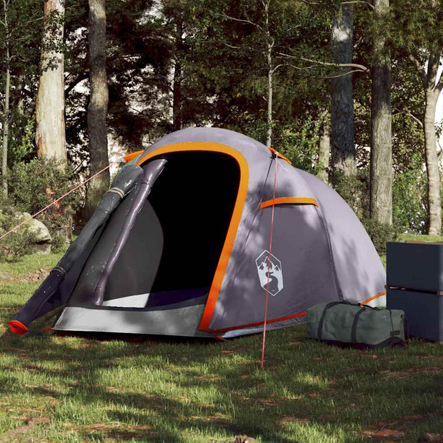 2-personers campingtelt vandtæt grå og orange
