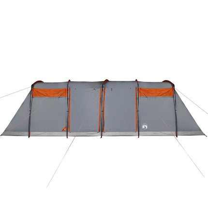 8-personers campingtelt vandtæt grå og orange