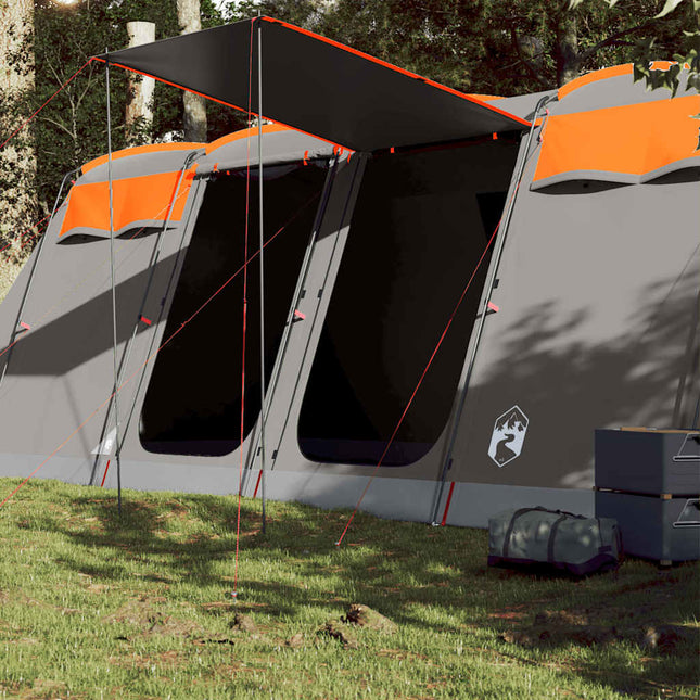 10-personers campingtelt vandtæt grå og orange