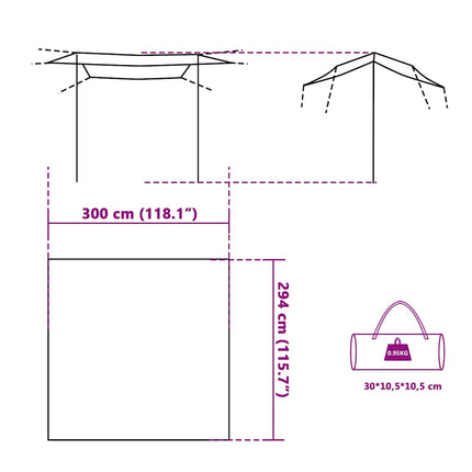 tarp 300x294 cm vandtæt grå og orange