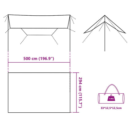 tarp 500x294 cm vandtæt grøn