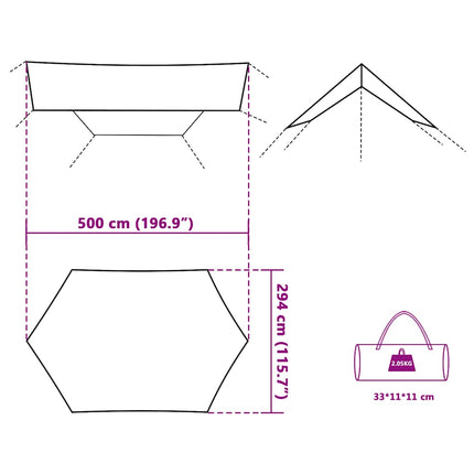 tarp 500x294 cm vandtæt grå og orange