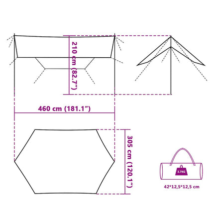 tarp 460x305x210 cm vandtæt grå og orange