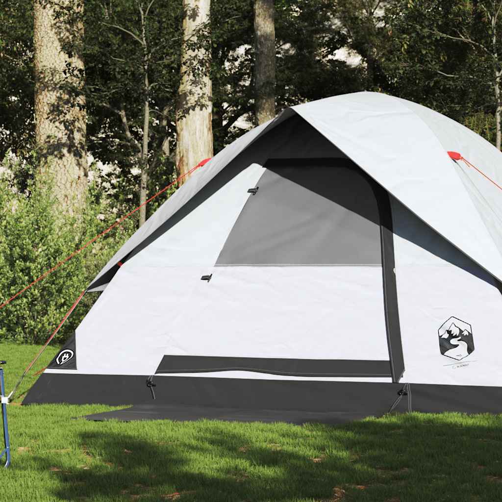6-personers campingtelt - vandafvisende kuppeltelt i hvidt mørklægningsstof