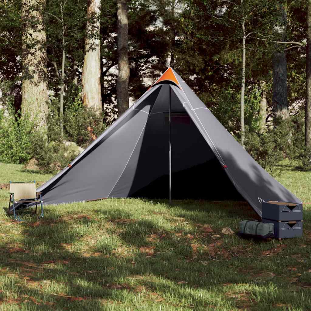 7-personers familietelt - vandafvisende tipi, grå/orange