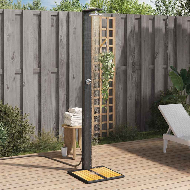 havebruser 50x55x224 cm polyrattan og akacietræ sort