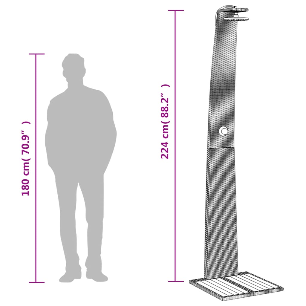 havebruser 55x60x224 cm polyrattan og akacietræ sort