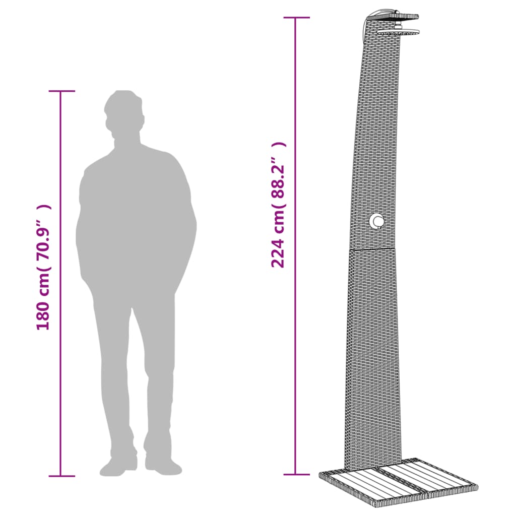 havebruser 55x60x224 cm polyrattan og akacietræ grå