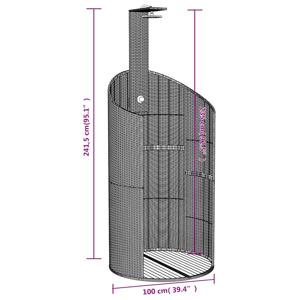 havebruser 100x100x100 cm polyrattan og akacietræ sort