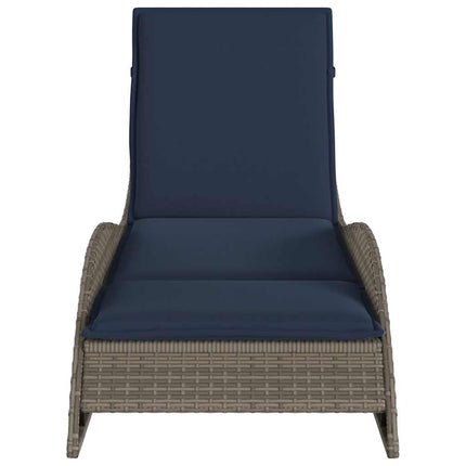 liggestol med hynde grå 60x205x73 cm polyrattan