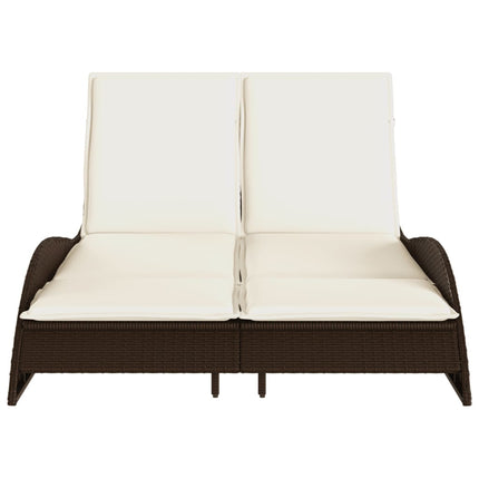 liggestol med hynder 114x205x73 cm polyrattan brun