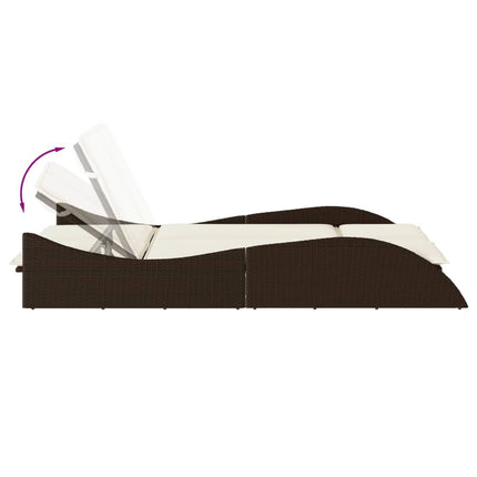 liggestol med hynder 114x205x73 cm polyrattan brun