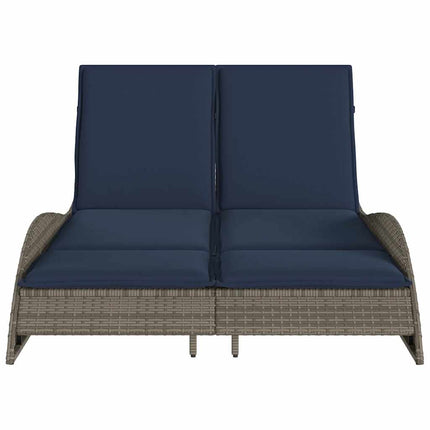 liggestol med hynder grå 114x205x73 cm polyrattan