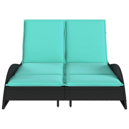 liggestol med hynder sort 114x205x73 cm polyrattan