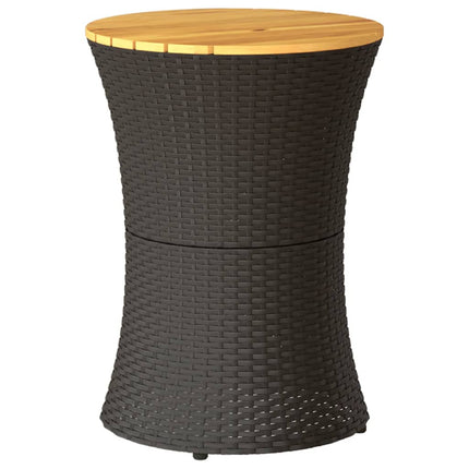 sidebord trommeformet polyrattan og massivt træ sort