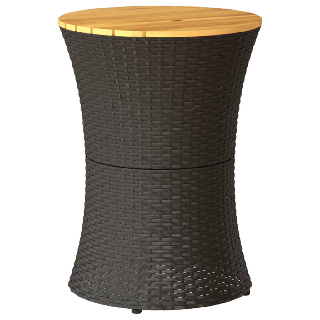 sidebord trommeformet polyrattan og massivt træ sort