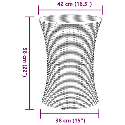 sidebord trommeformet polyrattan og massivt træ sort