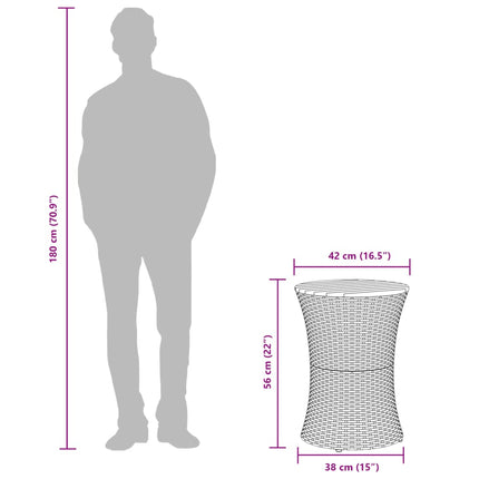 sidebord trommeformet polyrattan og massivt træ sort
