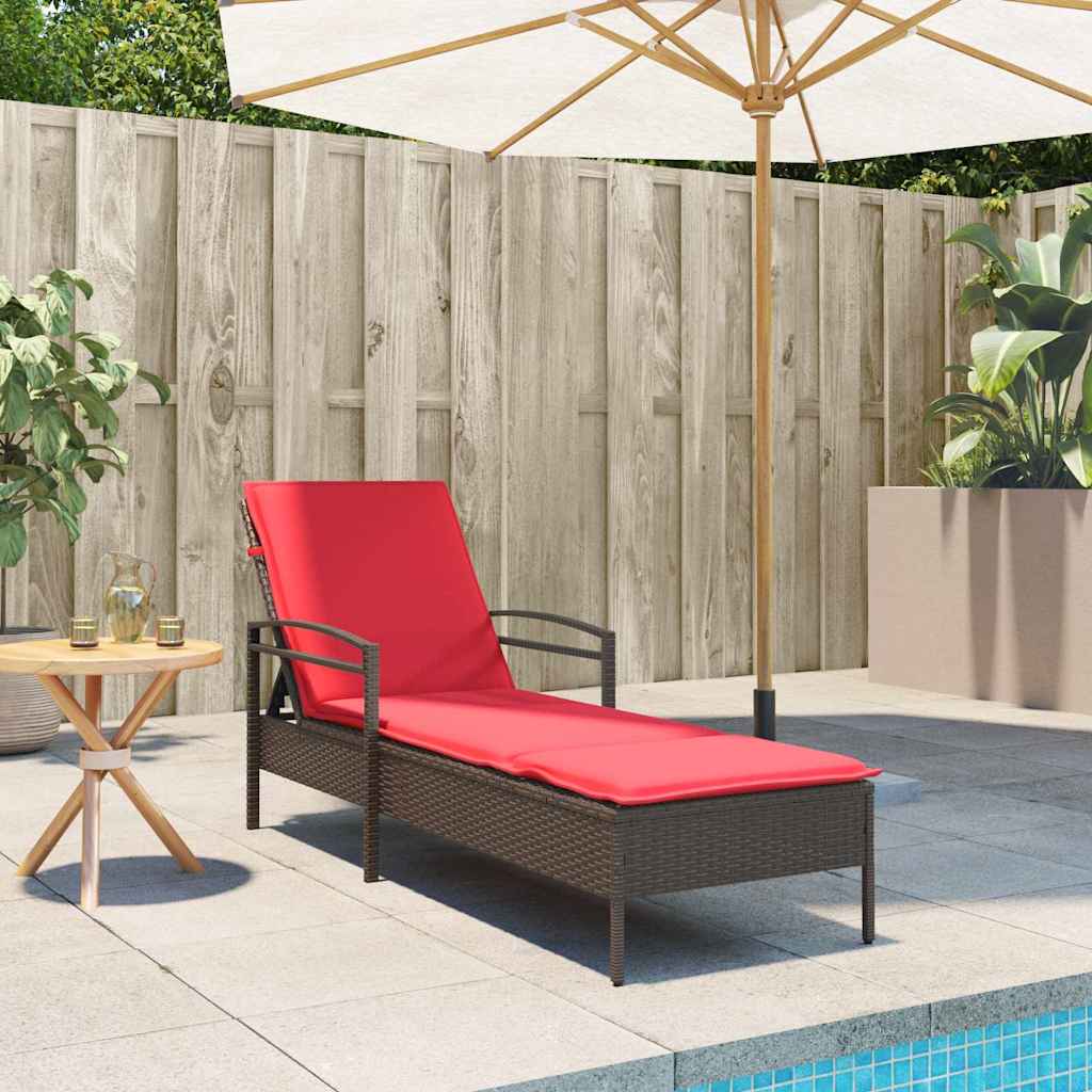 3-position justerbar solstol polyrattan Brun